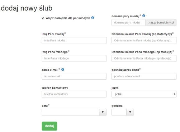 dodaj ślub